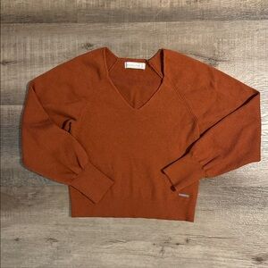Abercrombie & Fitch V-Neck Sweater in Warm Rust